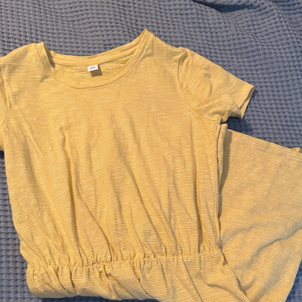 Old Navy Yellow Striped Short Sleeve Tshirt dress
